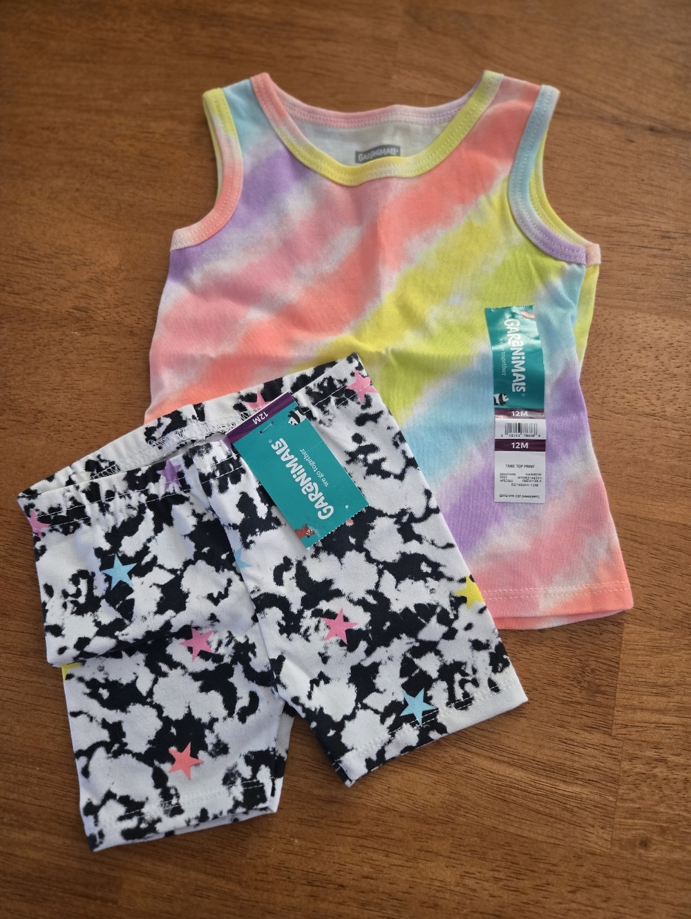 NWT Garanimals Toddler Girls' Tie Dye Print Tank Top and Shorts Set 12 Months